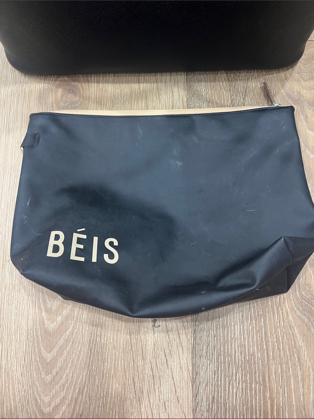 BEIS Black Cosmetic Pouch with Cream Zipper Rubbery